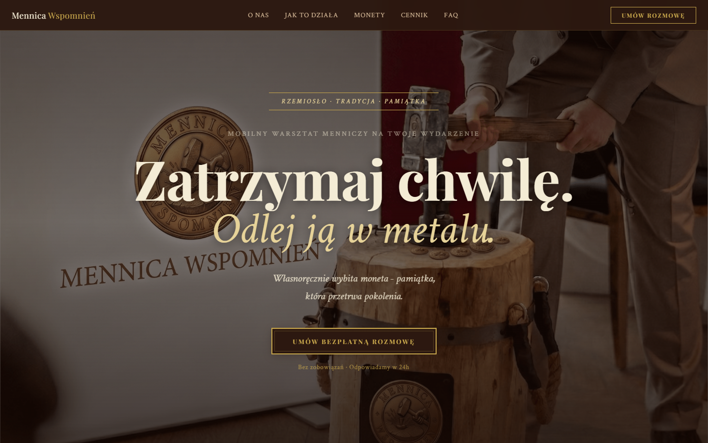 Strona Mennica Wspomnień, atrakcja eventowa premium, zrealizowana przez Event Premium